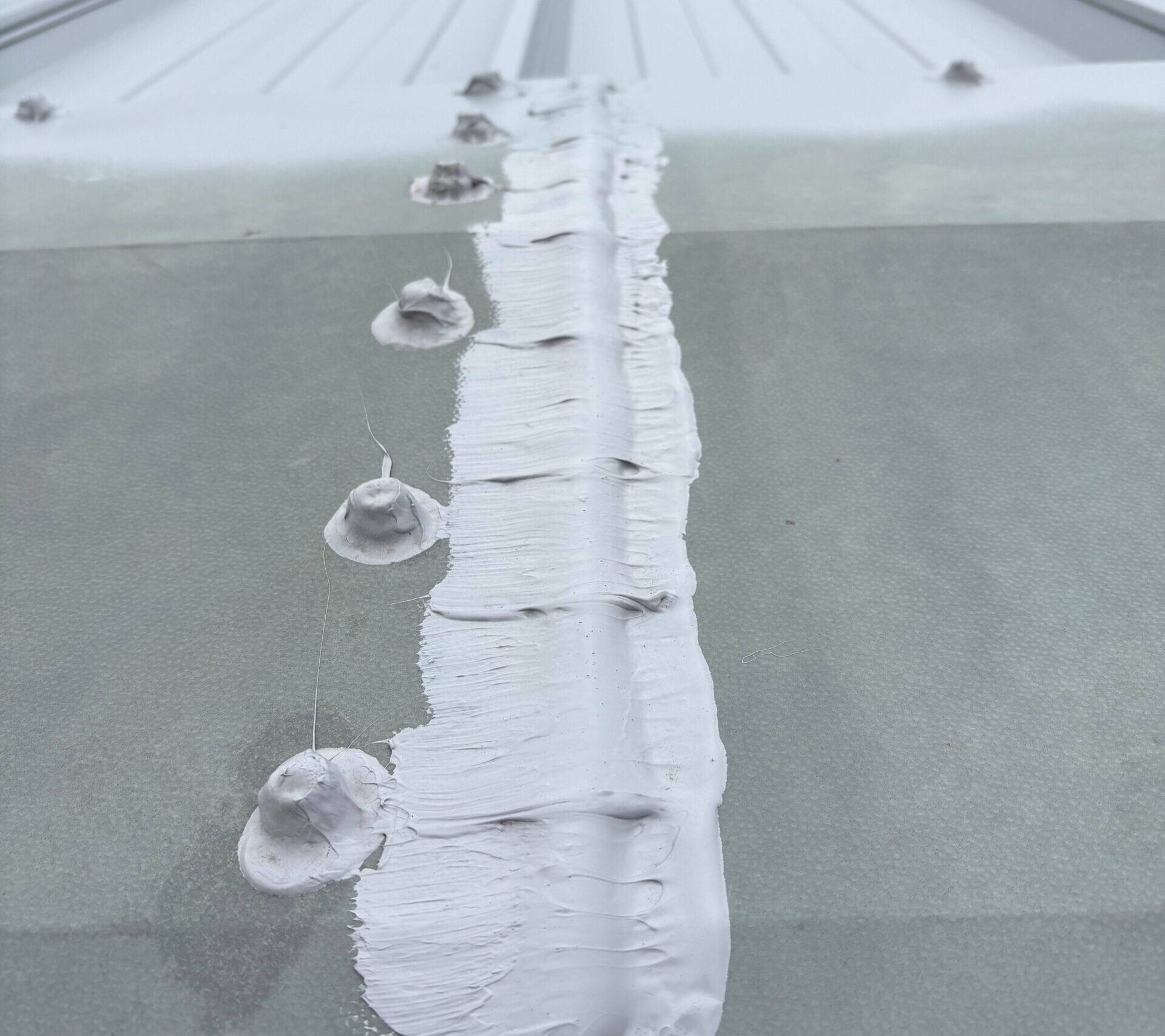 Seamsil applied to cut-edges and fixing points before full coating